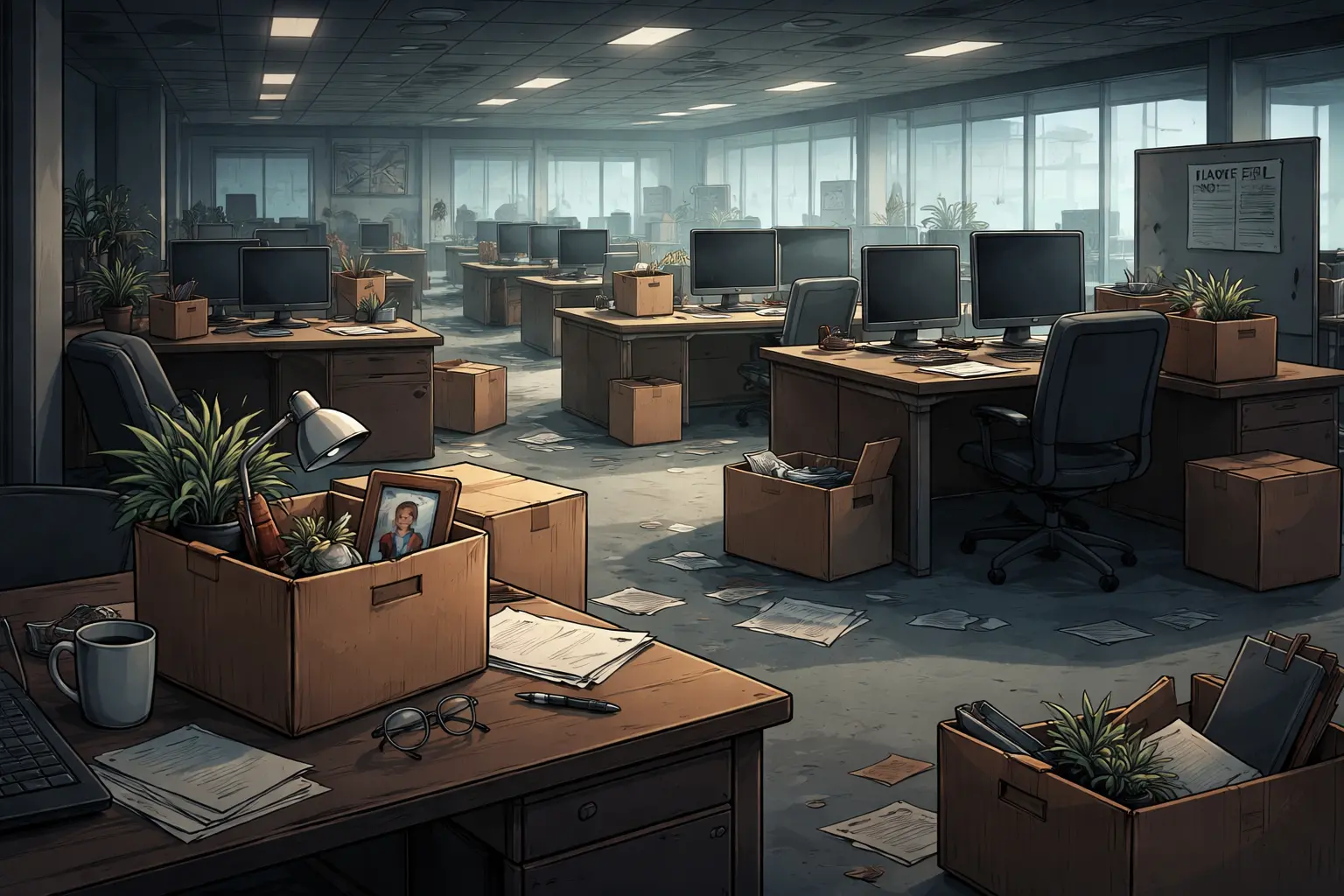 Empty office after layoffs